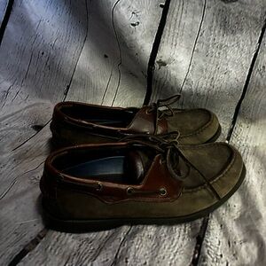 Dockers Castaway Leather Boat Lace Shoes Brown Size 9M 090-1448 Nautical Preppy